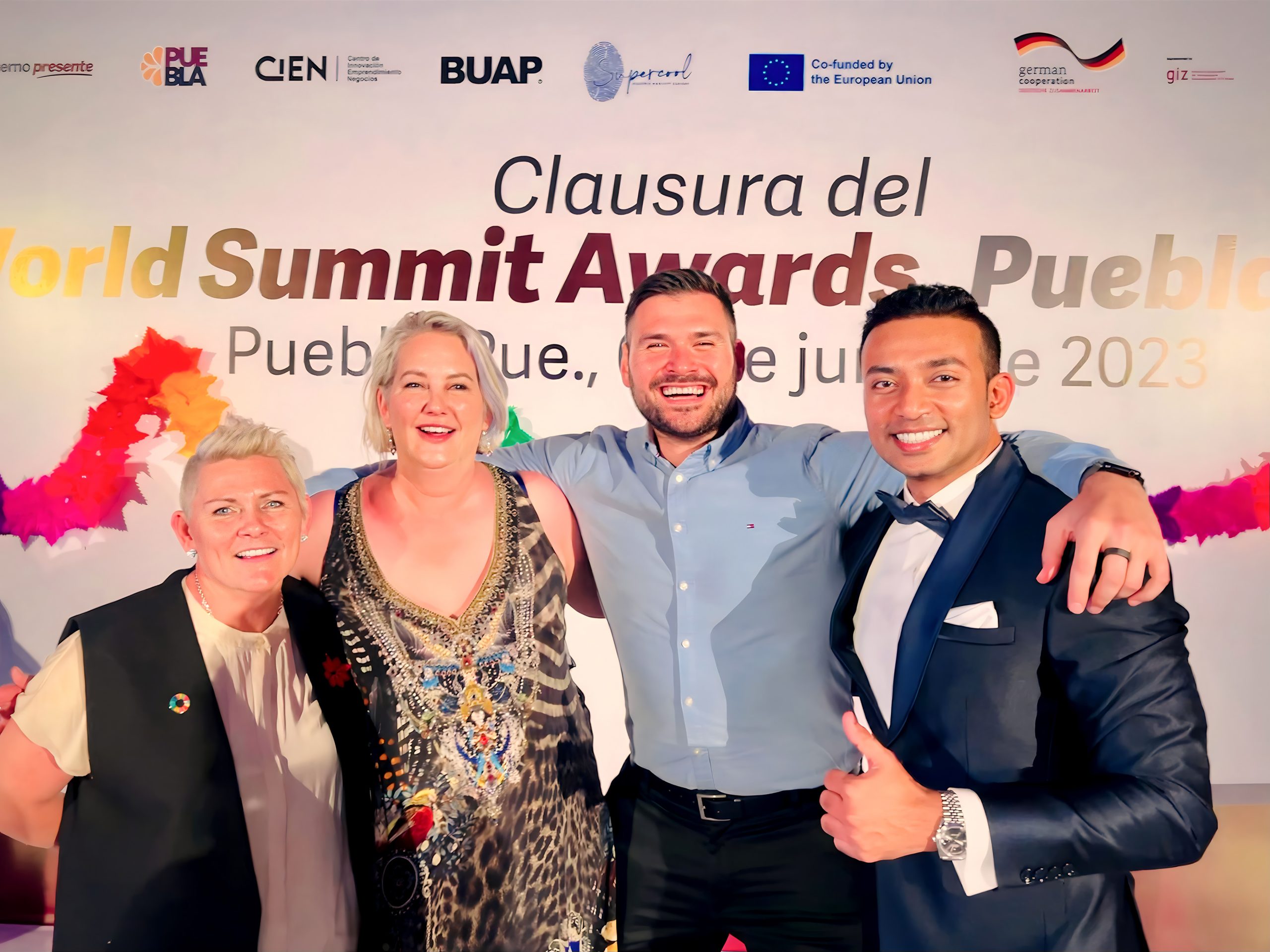 WSA Global Champions from Australia (L to R) Rachel Downie, Dr. Anna Wright & Mladen Jovanovic together with WSA Australia National Expert - Sachi Wickramage at the WSA Global Congress in Puebla, Mexico