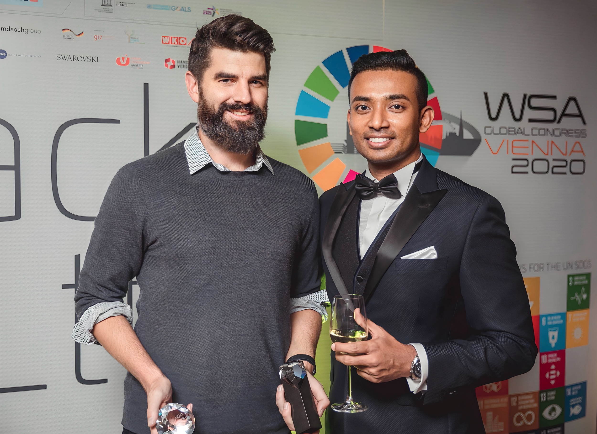 WSA Winner & Global Champion Damian Hajda from Socialsuite together with WSA Australia National Expert - Sachi Wickramage at the WSA Global Congress in Vienna